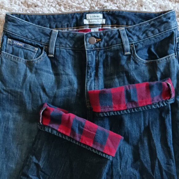 LL Bean Women's Jeans Size 8 Favorite Fit Re Flannel Lined Comfort Sporty Winter - Picture 1 of 11